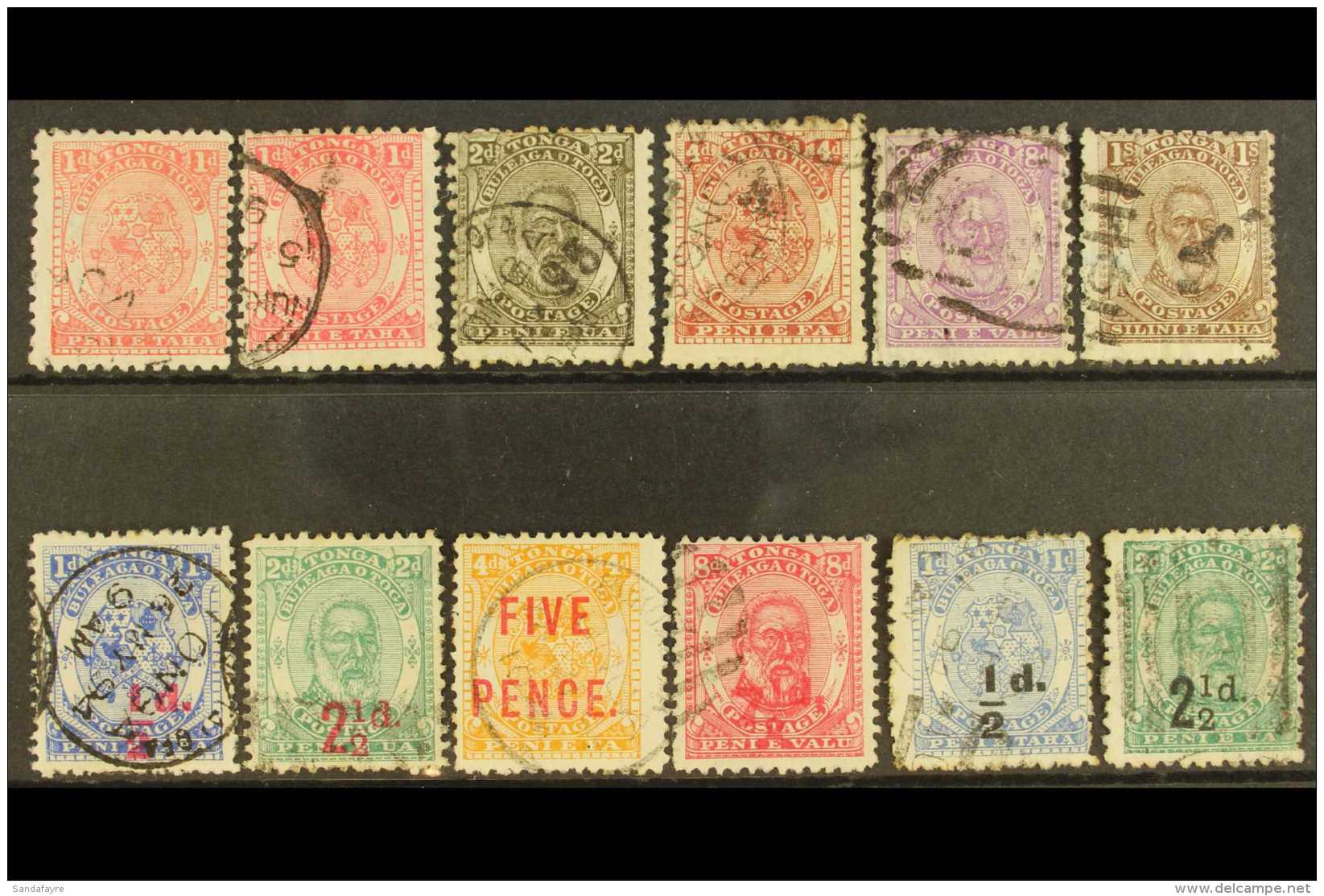 1892-93 FINE USED COLLECTION A Useful, Used Group On A Stock Card. Includes 1892 Set Plus An Additional 1d Shade,... - Tonga (...-1970)