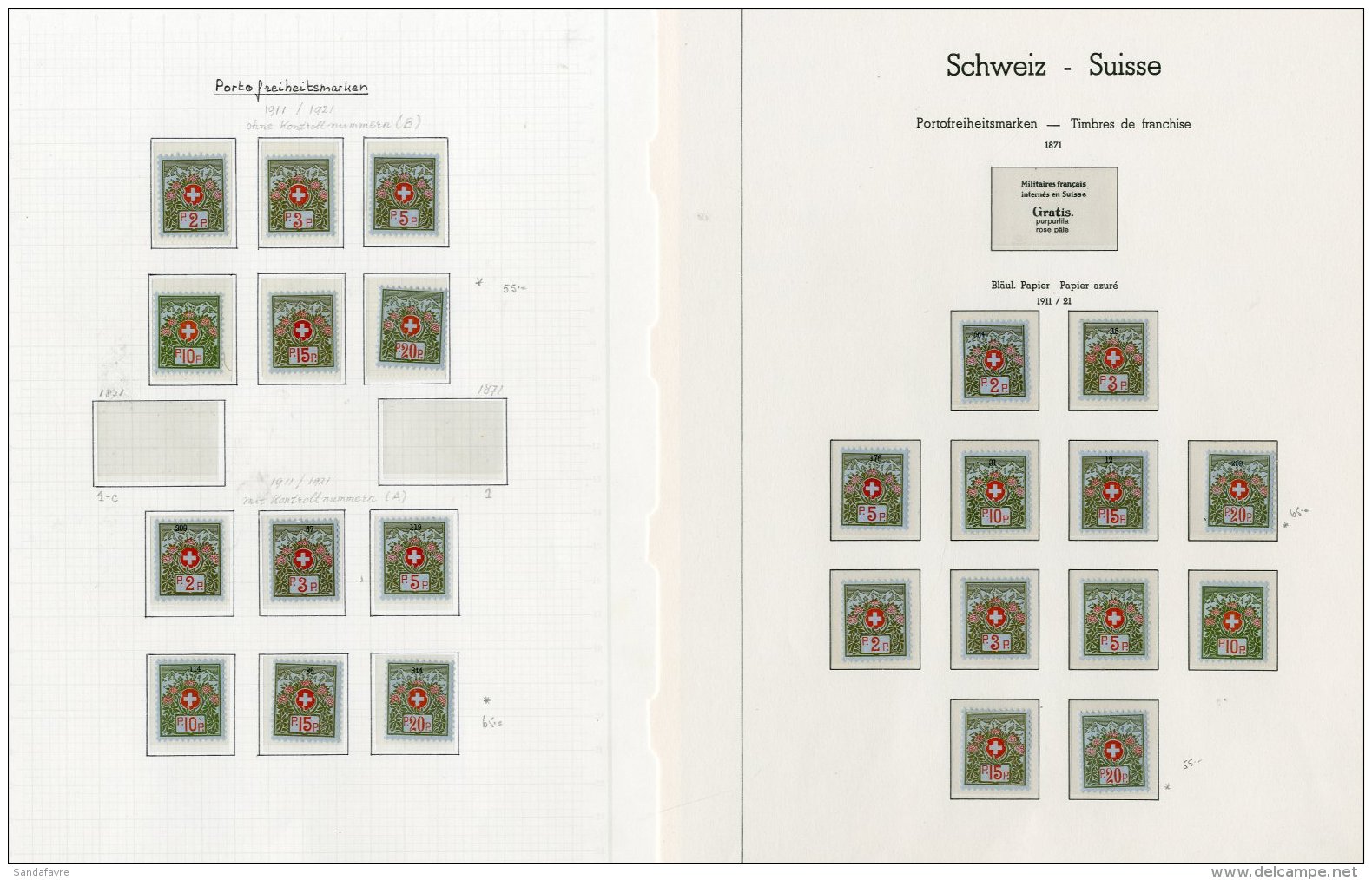 FRANK STAMPS (PORTOFREIHEITSMARKEN) 1911-1943 VERY FINE MINT Collection In Hingeless Mounts On Leaves, Inc 1911-21... - Autres & Non Classés