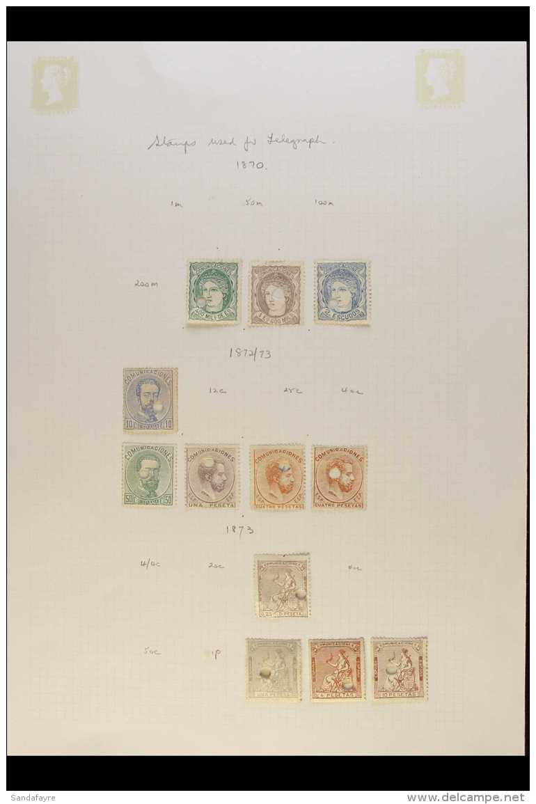 TELEGRAPH PUNCH STAMPS 1870 - 1899 Fine Chiefly Unused Collection Of "Taladros" With 1870 Vals To 2e, 1872 To 4p,... - Sonstige & Ohne Zuordnung