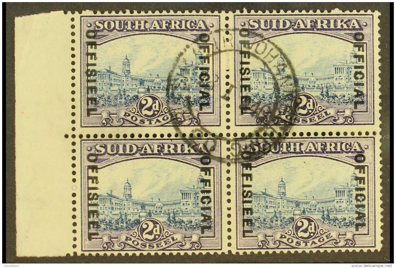 OFFICIALS 1935-49 2d Blue &amp; Violet, SG O23, Very Fine Used, Left Marginal Block Of 4 With Clearly Dated 1940... - Ohne Zuordnung