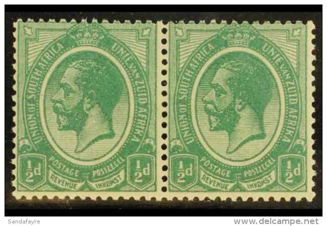 1913-24  &frac12;d DARK MOSSY GREEN, SACC 2e, Never Hinged Mint, Horizontal Pair, Certificate Accompanies. Rare... - Ohne Zuordnung