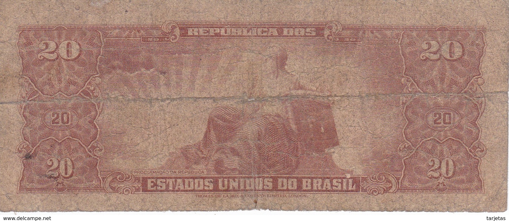 BILLETE DE BRASIL DE 20 CRUZEIROS AÑOS 1955-1961  (BANK NOTE) - Brasil