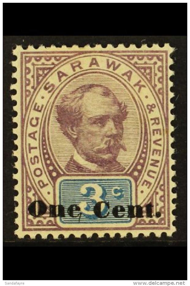 1889-92 One Cent On 3c Purple And Blue, SG 22, Fine Mint. For More Images, Please Visit... - Sarawak (...-1963)
