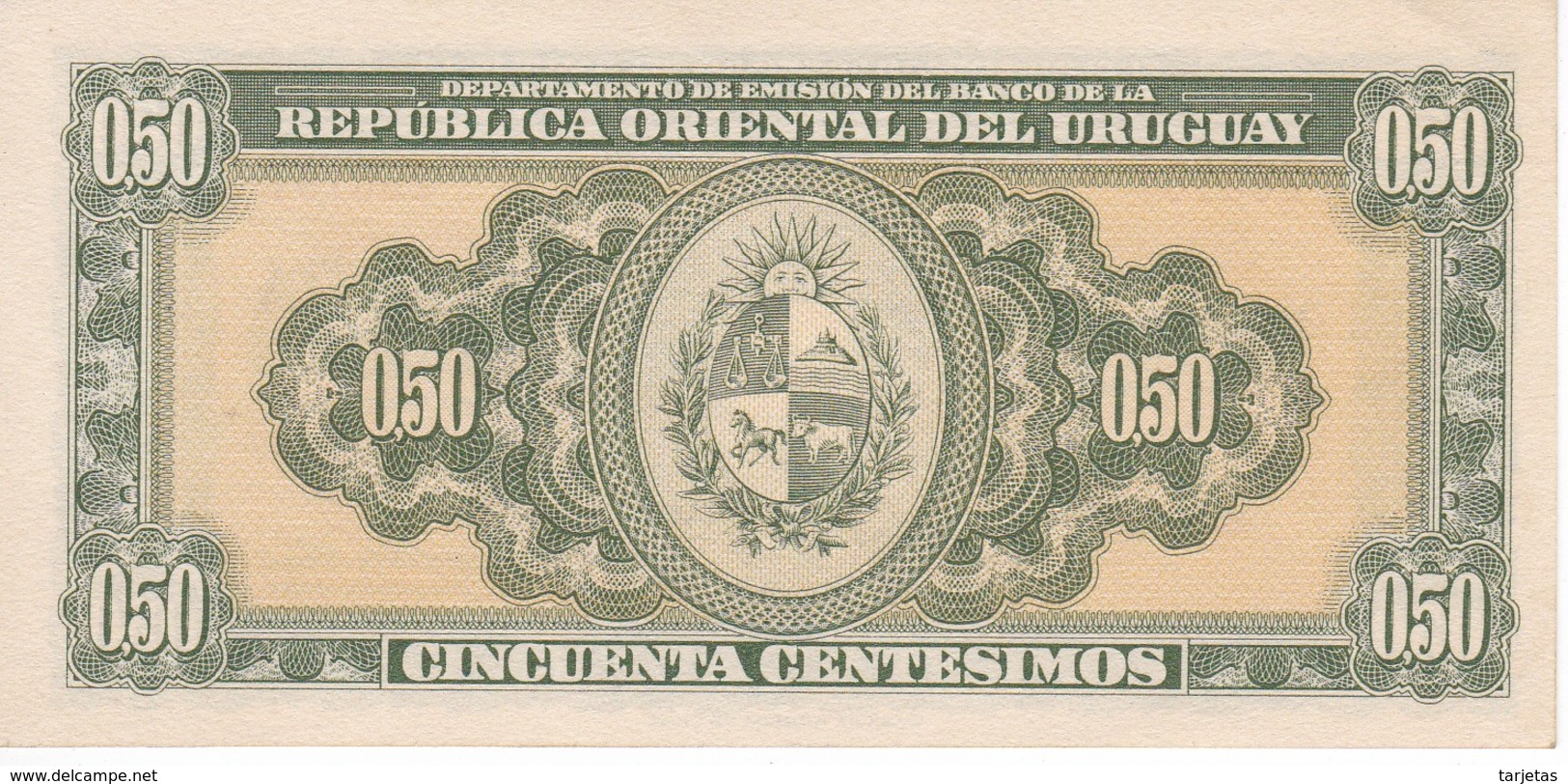 BILLETE DE URUGUAY DE 50 CENTESIMOS DEL AÑO 1939  (BANKNOTE) SIN CIRCULAR-UNCIRCULATED - Uruguay