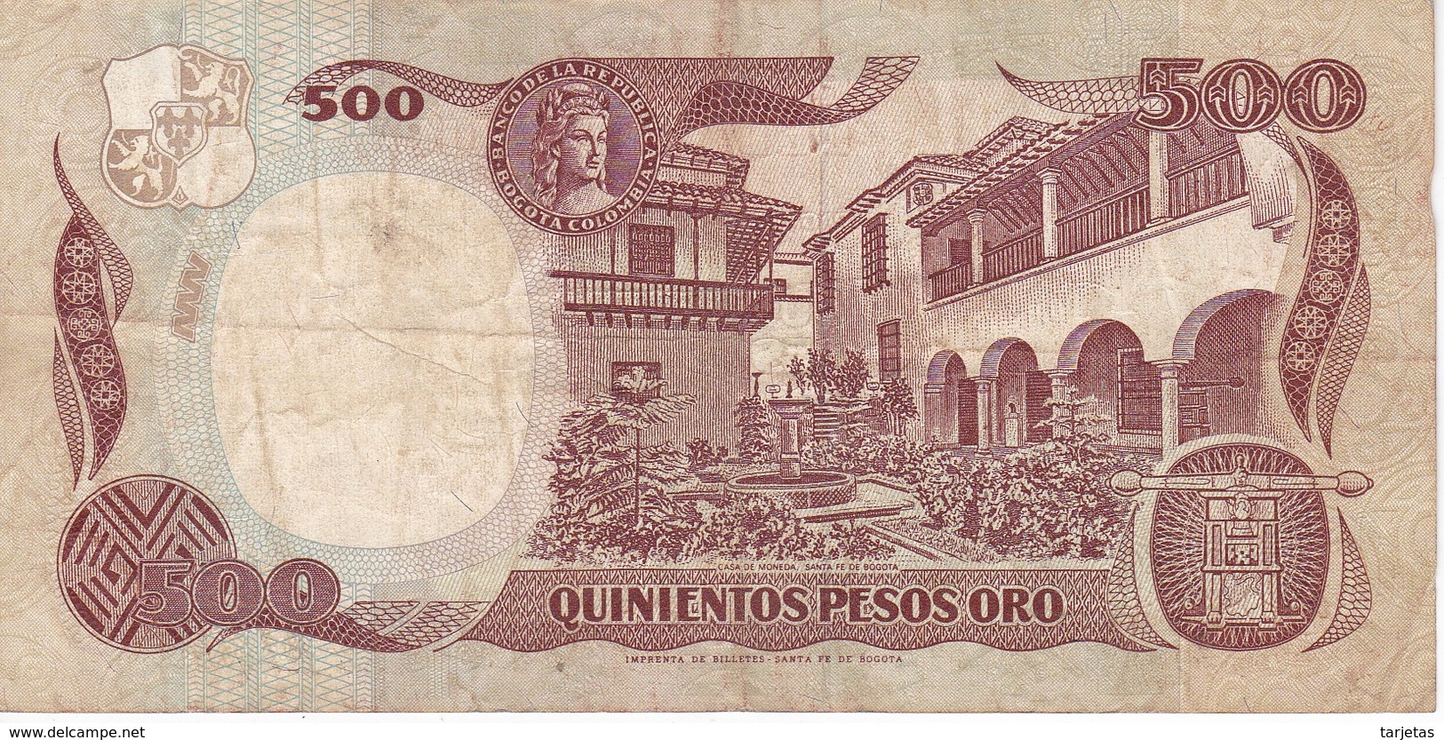 BILLETE DE COLOMBIA DE 500 PESOS DE ORO DEL AÑO 1993  (BANK NOTE) - Colombia