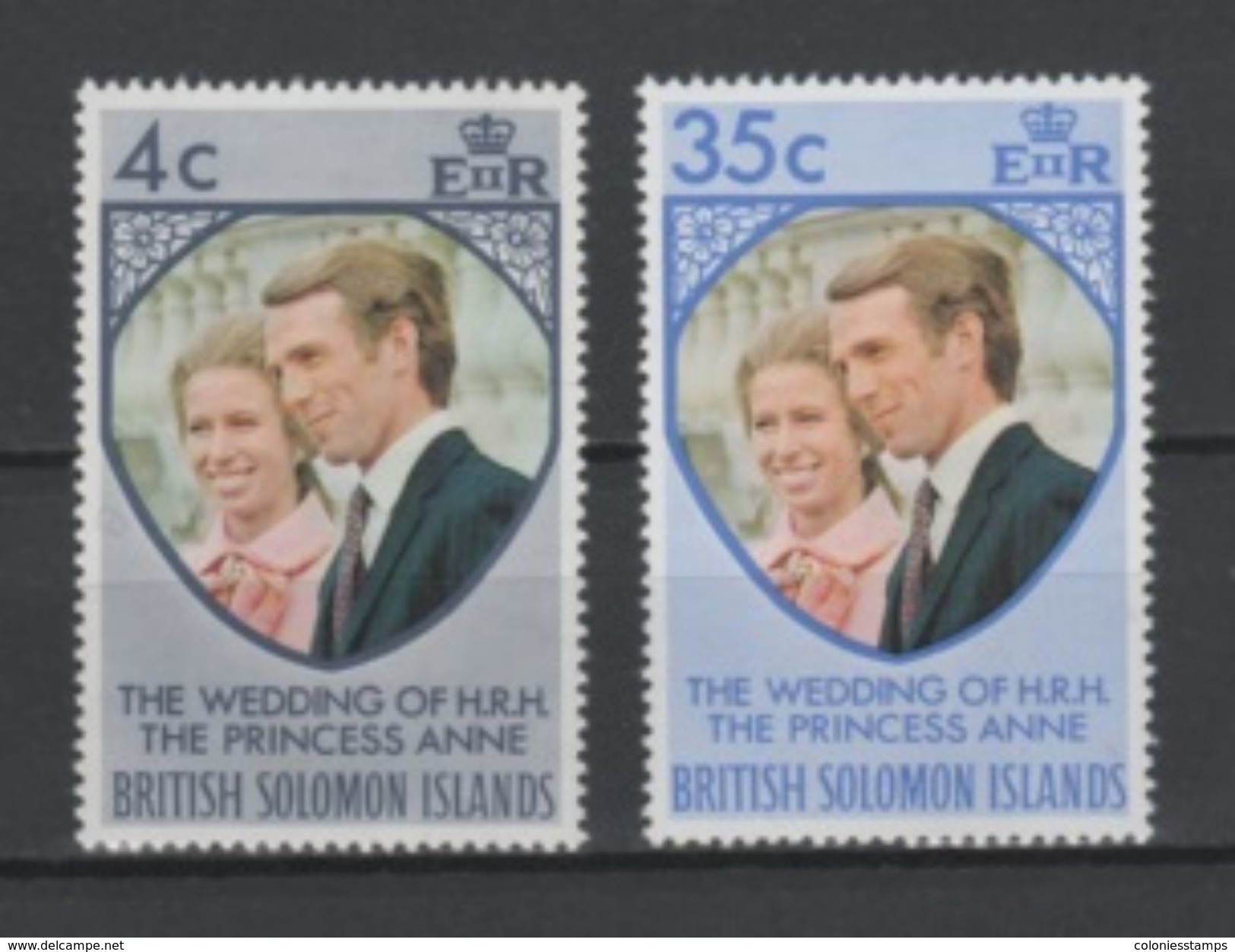 (S1258) BRITISH SOLOMON ISLANDS, 1973 (Princess Anne´s Wedding). Complete Set. Mi ## 246-247. MNH** - Islas Salomón (...-1978)