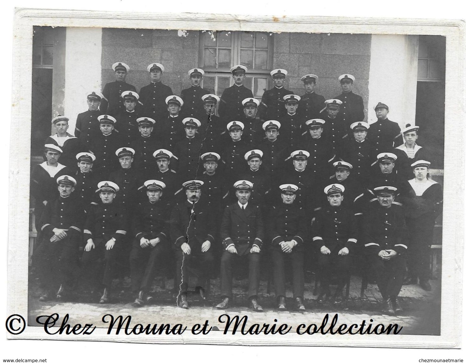 ECOLE NAVALE DES FOURRIERS - ELEVES ET OFFICIERS MARINE - PHOTO 18.5 X 13.5 CM - DOCUMENT ANCIEN - MILITAIRE - Guerre, Militaire