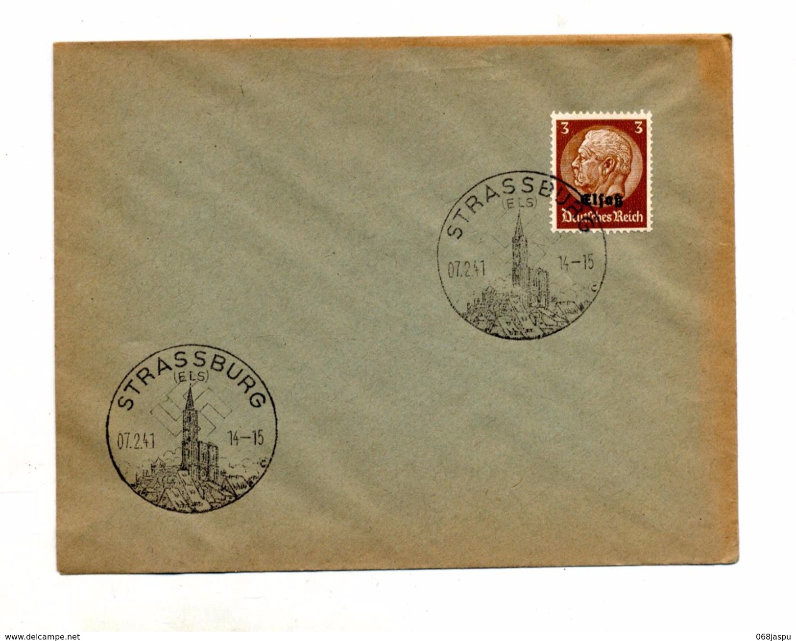 Lettre Cachet Strasbourg Cathedrale Sur Hindenburg Surchargé Alsace - Covers & Documents