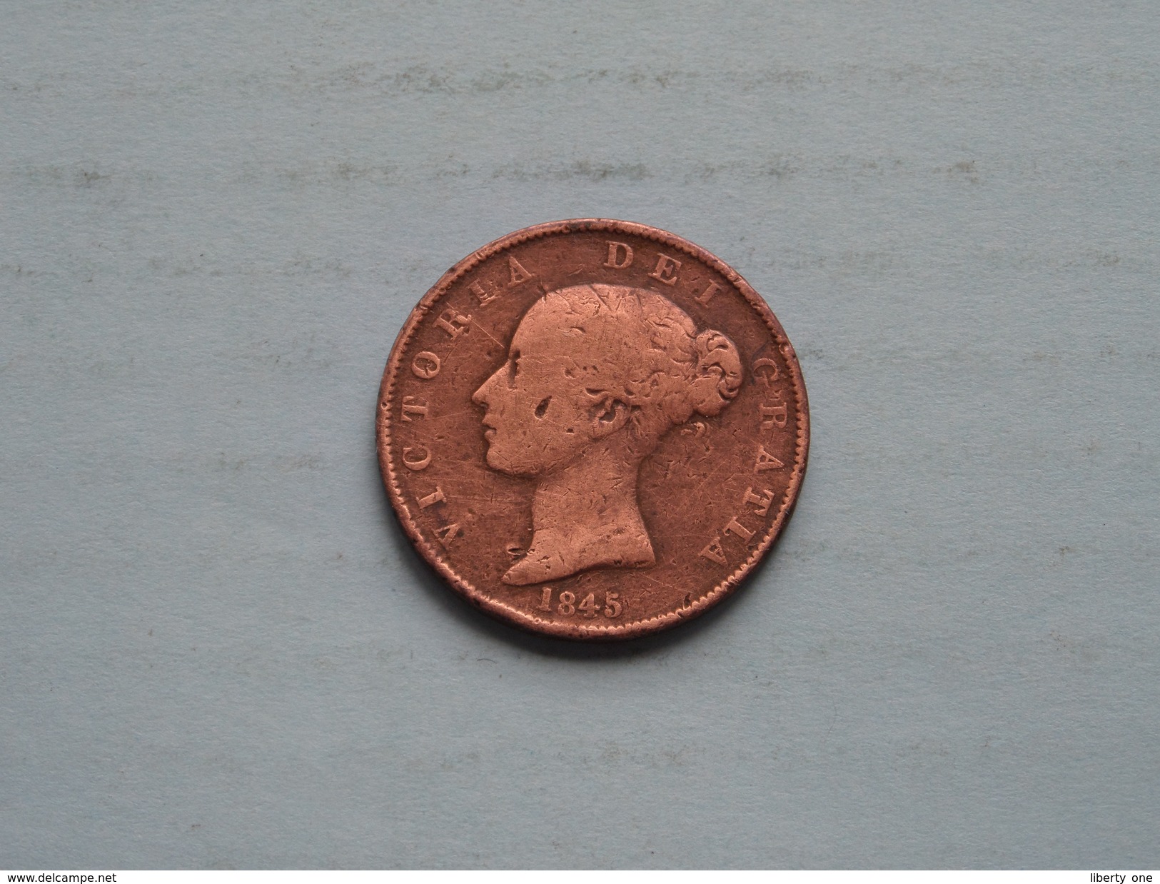 1845 - 1/2 Penny / KM 726 ( For Grade, Please See Photo ) ! - C. 1/2 Penny