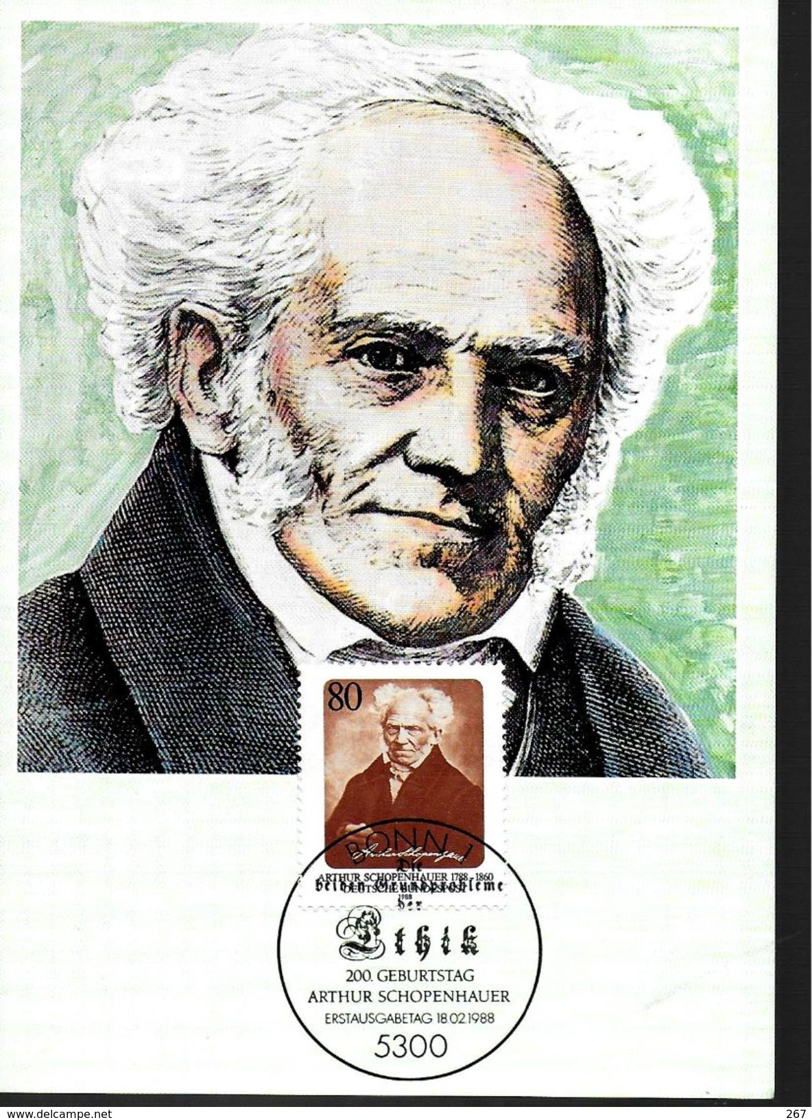 ALLEMAGNE  Carte Maxi 1988  Philosophe Arthur  Schopenhauer - Autres & Non Classés