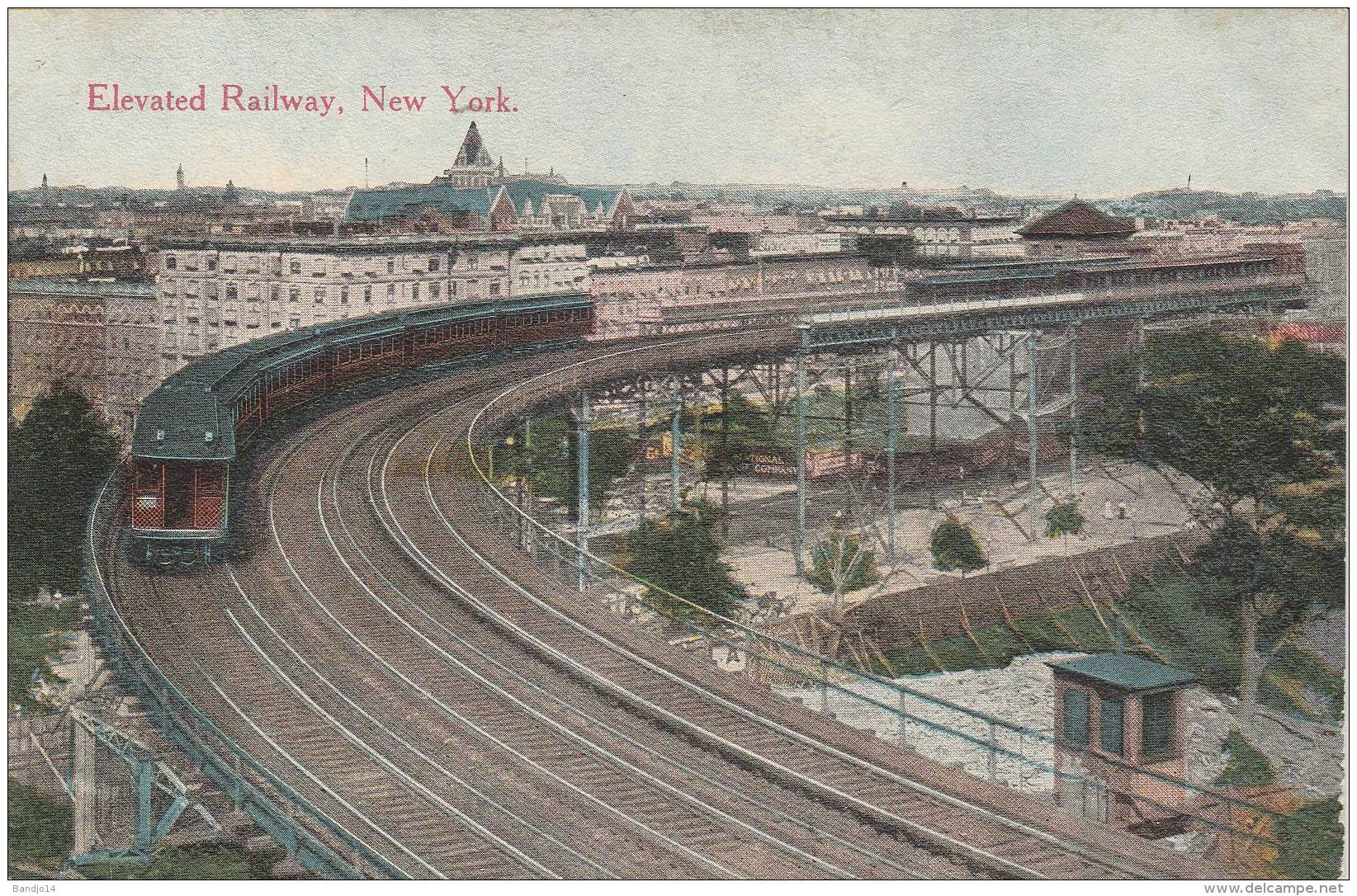 New York - Old Post Card -  Elevated Railway  - 2 Scan - Transport