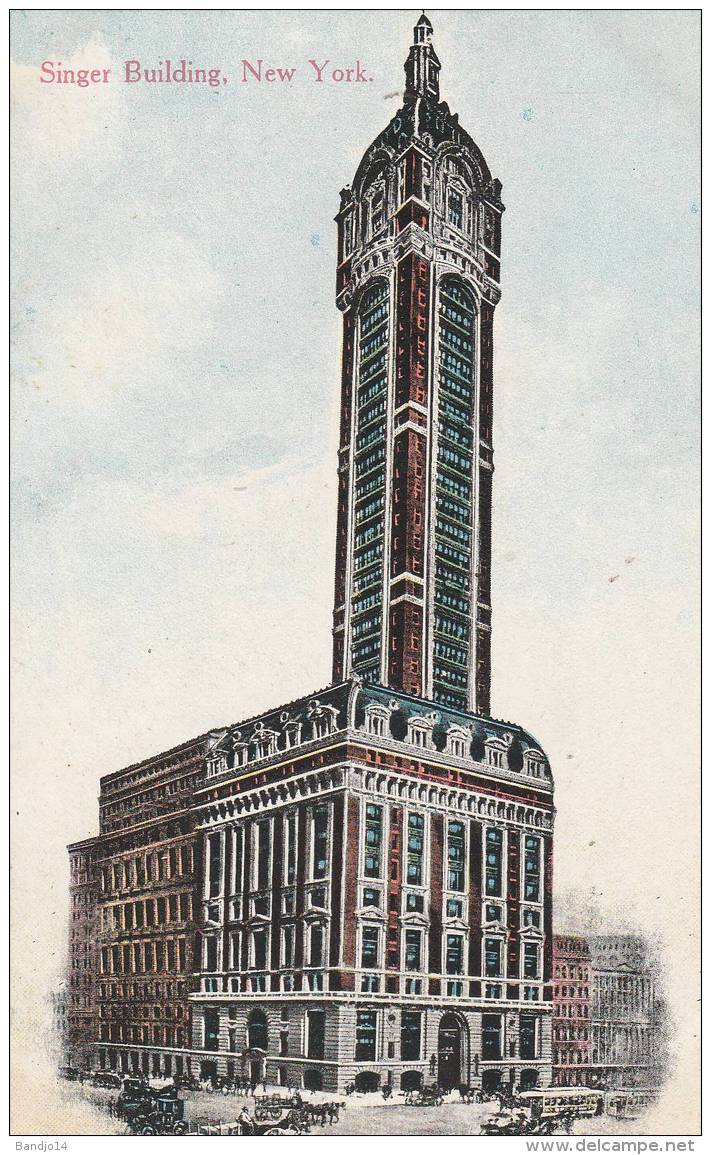 New York - Old Post Card -  Singer  Building  - 2 Scan - Autres Monuments, édifices