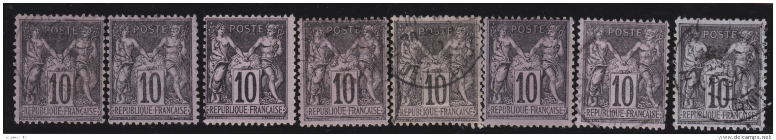 France   .    Yvert  .      103  8x        .      O   .     Oblitéré - 1898-1900 Sage (Type III)