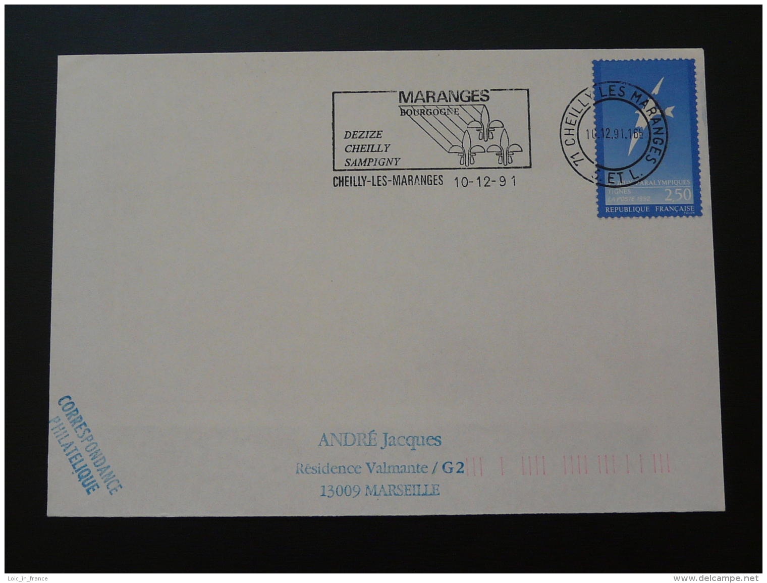 71 Saone Et Loire Cheilly Les Maranges Fleur De Lys 1991  - Flamme Sur Lettre Postmark On Cover - Oblitérations Mécaniques (flammes)