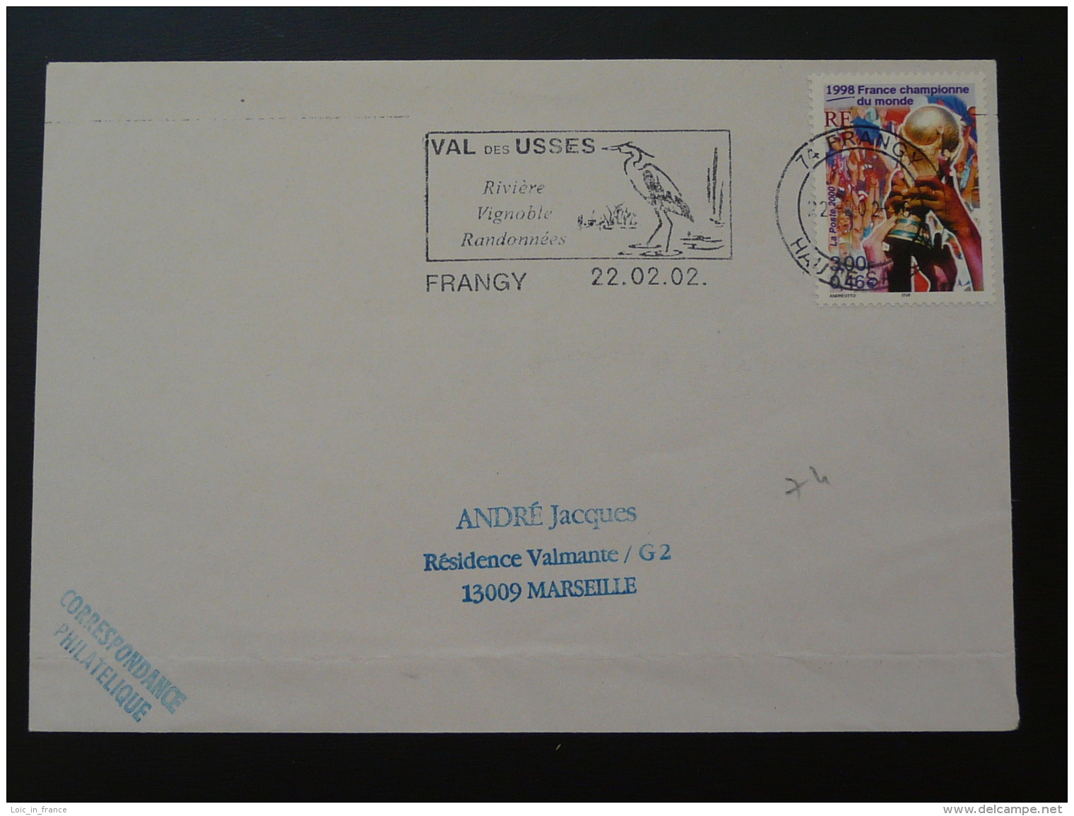 74 Haute Savoie Frangy Heron 2002 - Flamme Sur Lettre Postmark On Cover - Oblitérations & Flammes