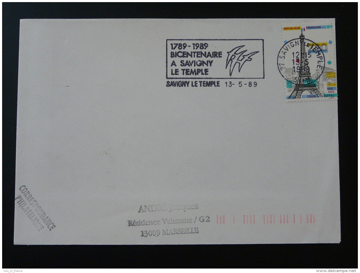 77 Seine Et Marne Savigny Le Temple Bicentenaire Tableau De Folon 1989 - Flamme Sur Lettre Postmark On Cover - Revolución Francesa