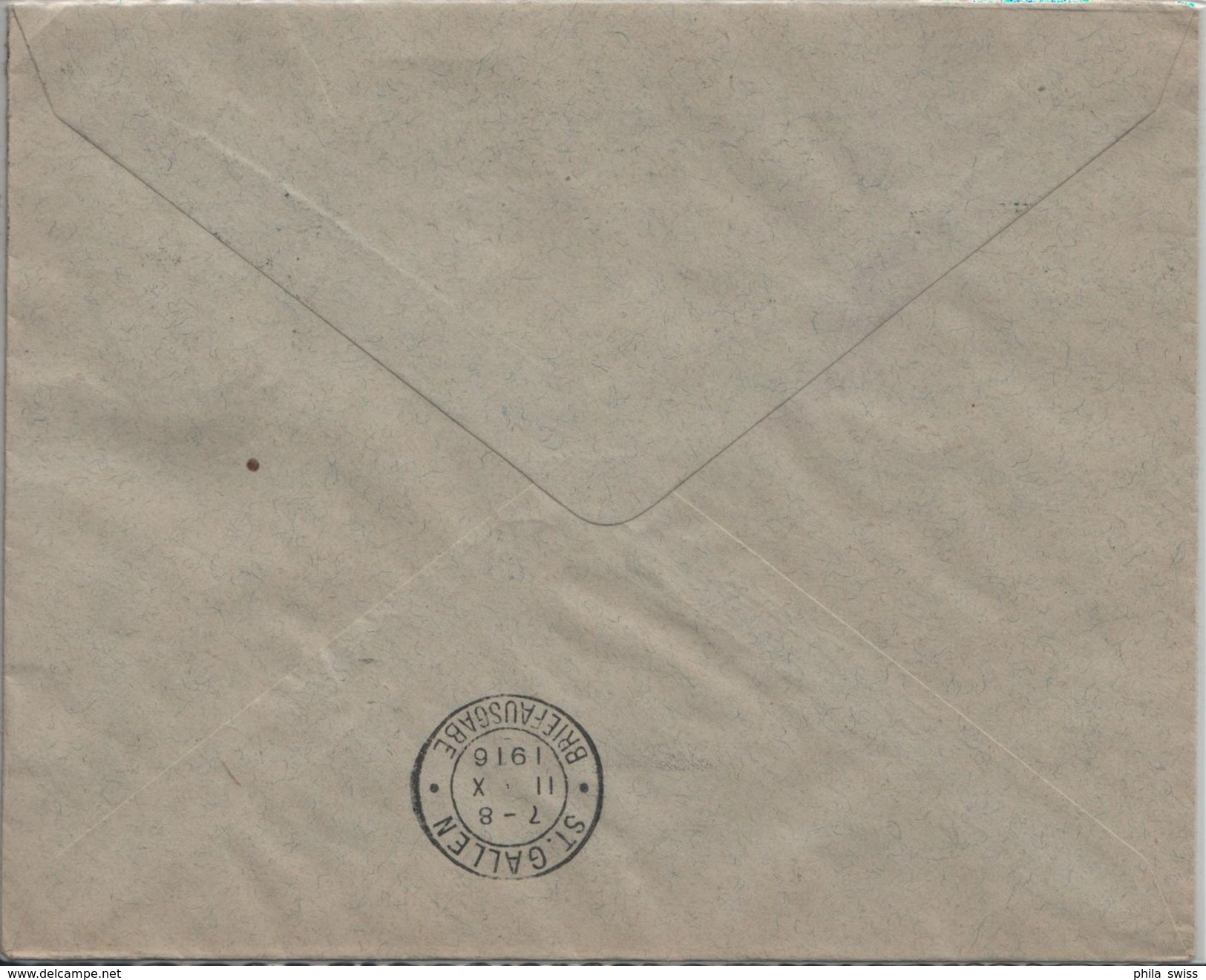 1916 Tellknabe 125III/113III - Stempel: Bruggen St. Gallen (Färberei Sitterthal, Forster & Cie.) 11.X.16 - Lettres & Documents