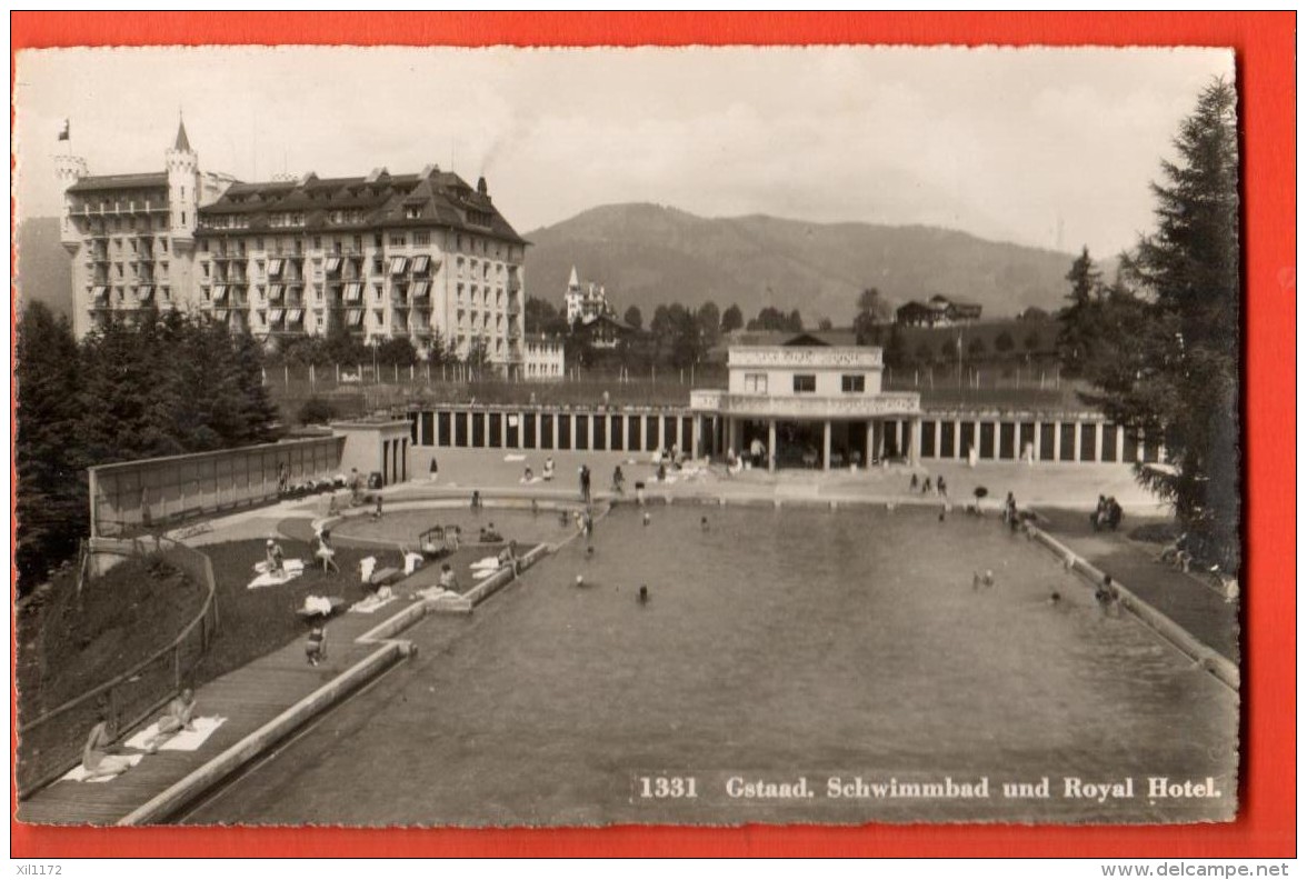 EAL-29  Gstaad  Schwimmbad Und Royal Hotel.  Gelaufen In 1951 - Gstaad