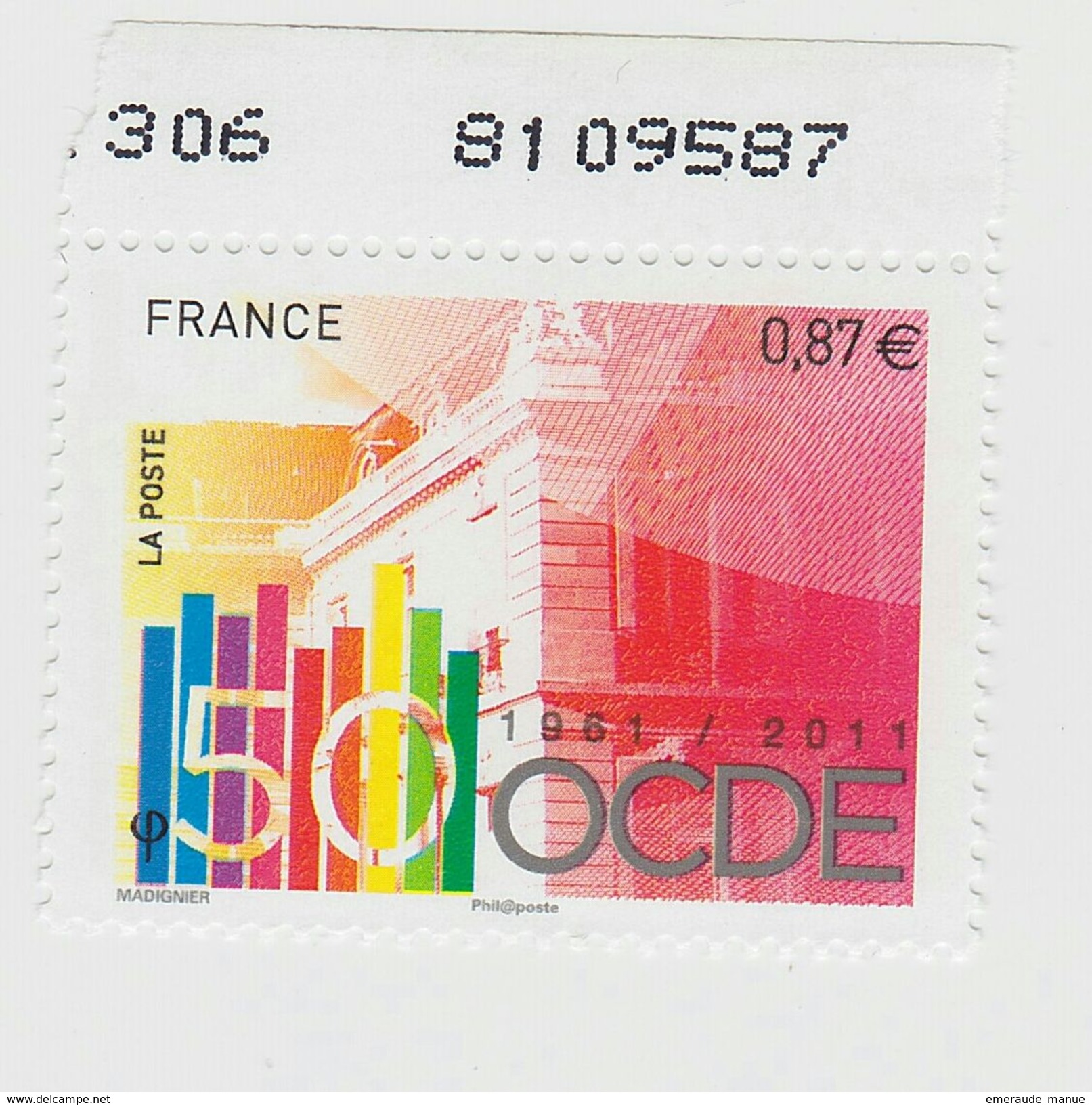 2011 - TIMBRE NEUF - Cinquantenaire De L'OCDE (Organisation De Coopération Et De Développement économique)- N° YT : 4563 - Unused Stamps