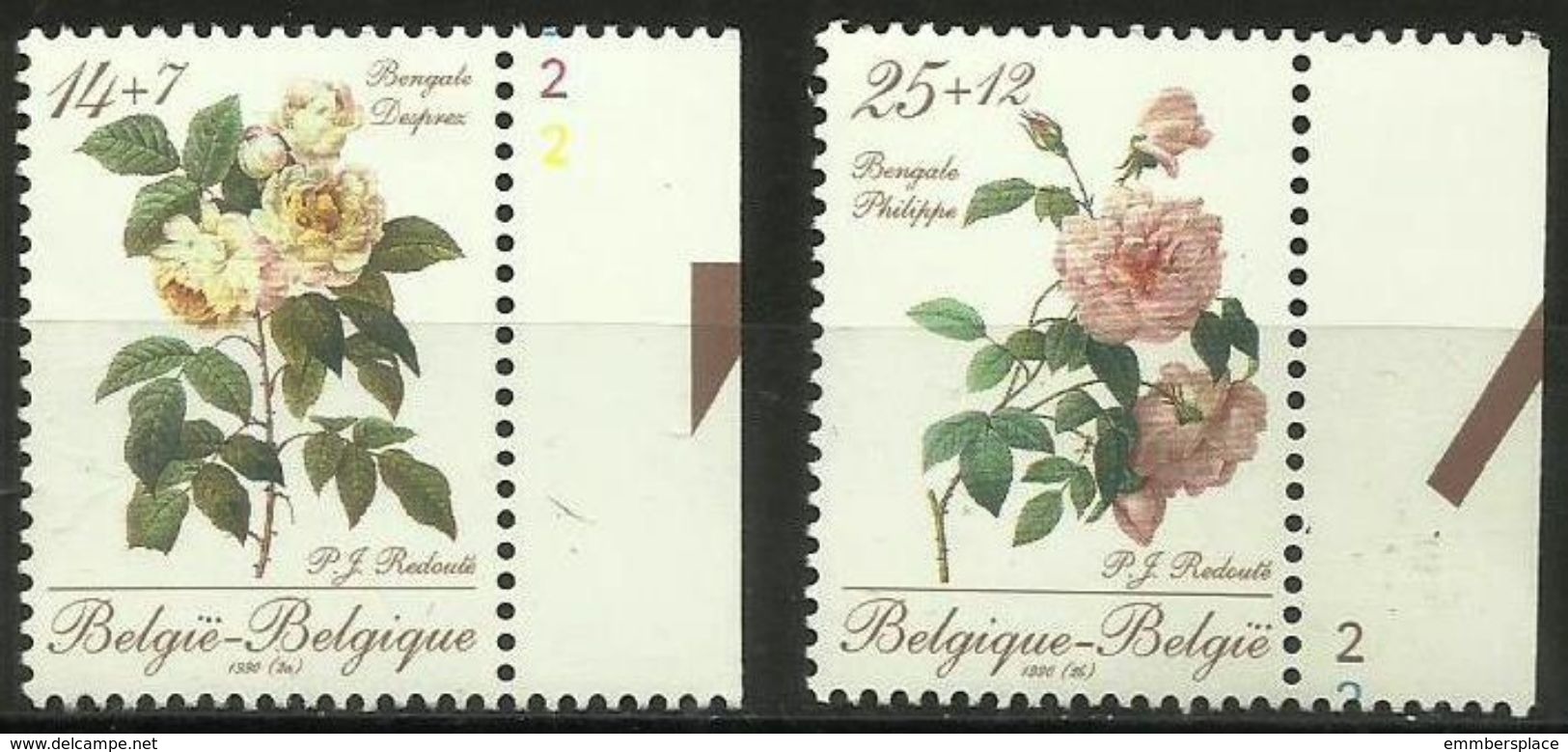 Belgium - 1990 Roses III Set Of 2 MNH ** SG 3009-10  Sc B1089-90 - Unused Stamps