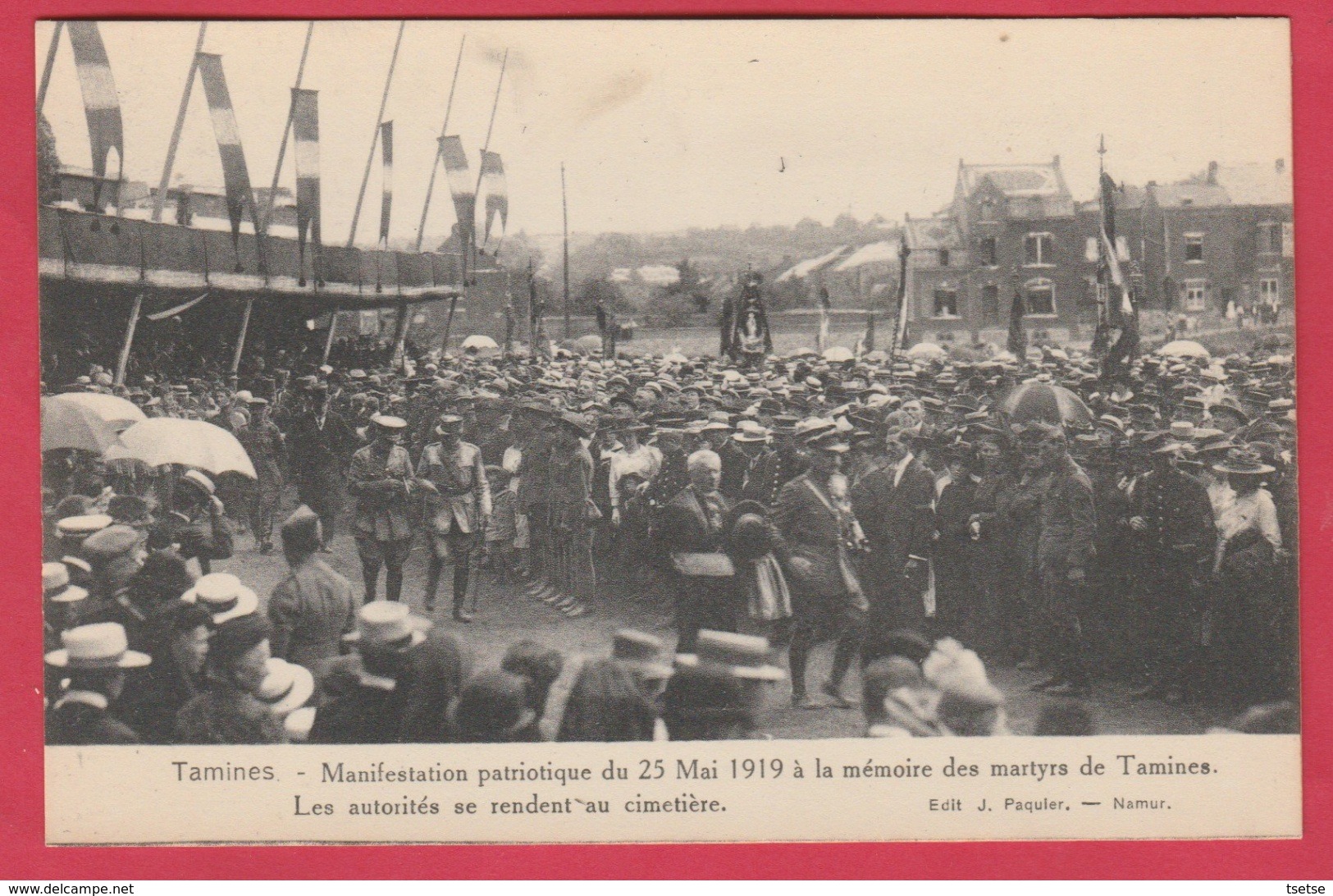 Tamines - Manifestation Patriotique Du 25 Mai 1919 .... Les Autorités Se Rendent Au Cimetière ( Voir Verso ) - Sambreville