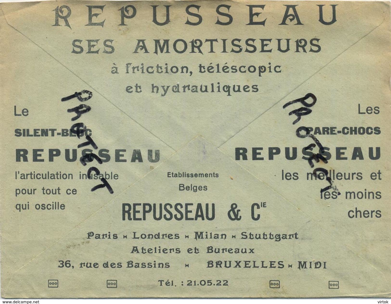 Old Envelope With Publicité 1938 : Repusseau Amortisseurs  - Verso : La Nouvelle Nash AUTO Voiture 1936 - Briefe