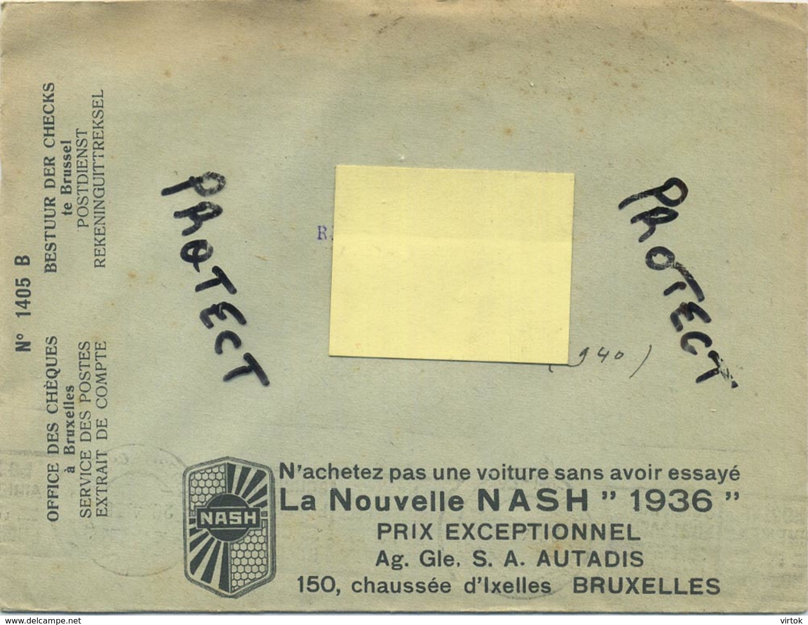 Old Envelope With Publicité 1938 : Repusseau Amortisseurs  - Verso : La Nouvelle Nash AUTO Voiture 1936 - Enveloppes