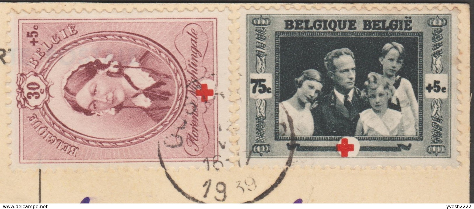 Belgique 1939 COB 497 Et 499. Croix-rouge. Les Deux Timbres Avec Croix Déplacée Vers La Gauche. Florence Nightingale - Other & Unclassified