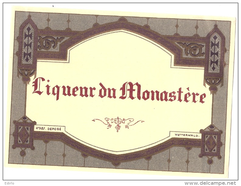 - étiquette - Liqueur Du Monastere - Dorure -  (4  Petits Pts Colle Ou Amincis) Modele 387 - Whisky