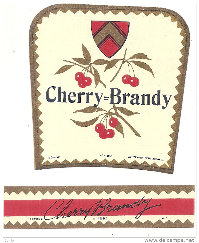 - étiquette - CHERRY BRANDY   F (4  Petits Pts Colle Ou Amincis) 1930* - Whisky