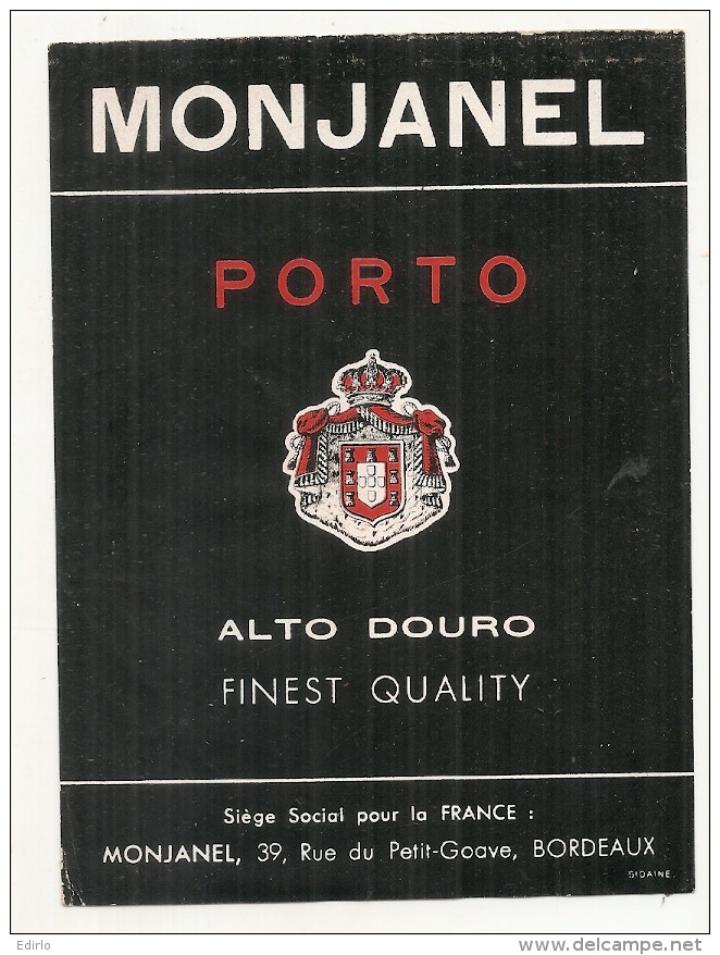 - étiquette - PORTO MONJANEL -  Alto Duro - Mise Bordeaux - Vino Tinto