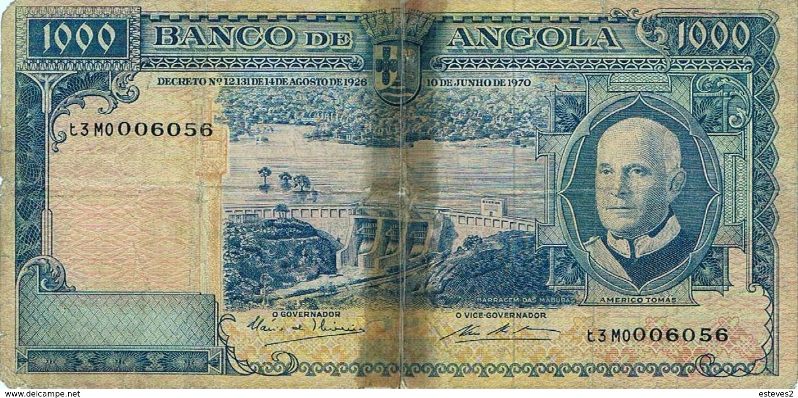 Angola , 1970 , Colony , Colonie , Banknote , Billet , 1000 Escudos , Americo Tomas , Palanca - Angola