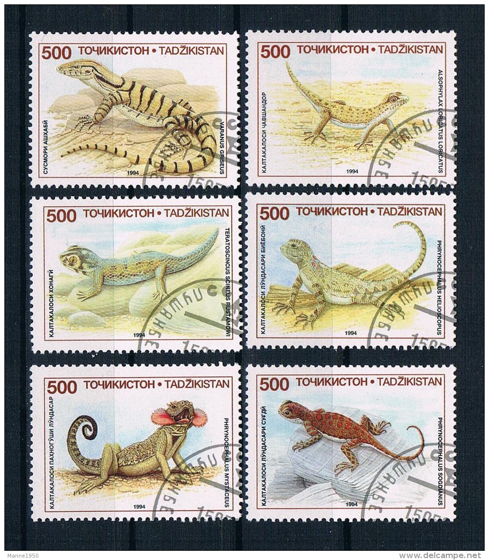 Tadschikistan 1995 Reptilien Mi.Nr. 62/67 Kpl. Satz Gest. - Tadschikistan