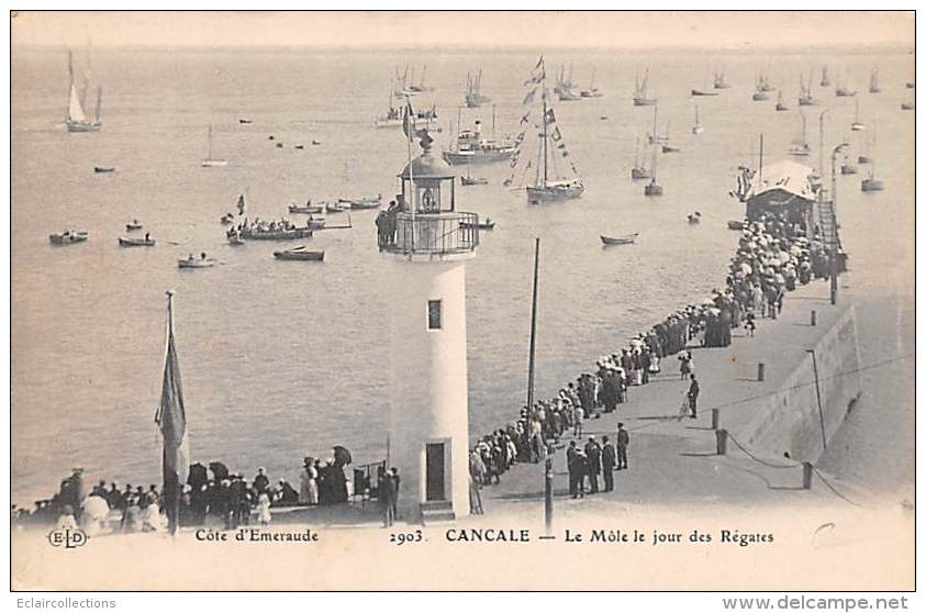 Cancale      35      Le Môle Jour De Régates . Phare.     (voir Scan) - Cancale