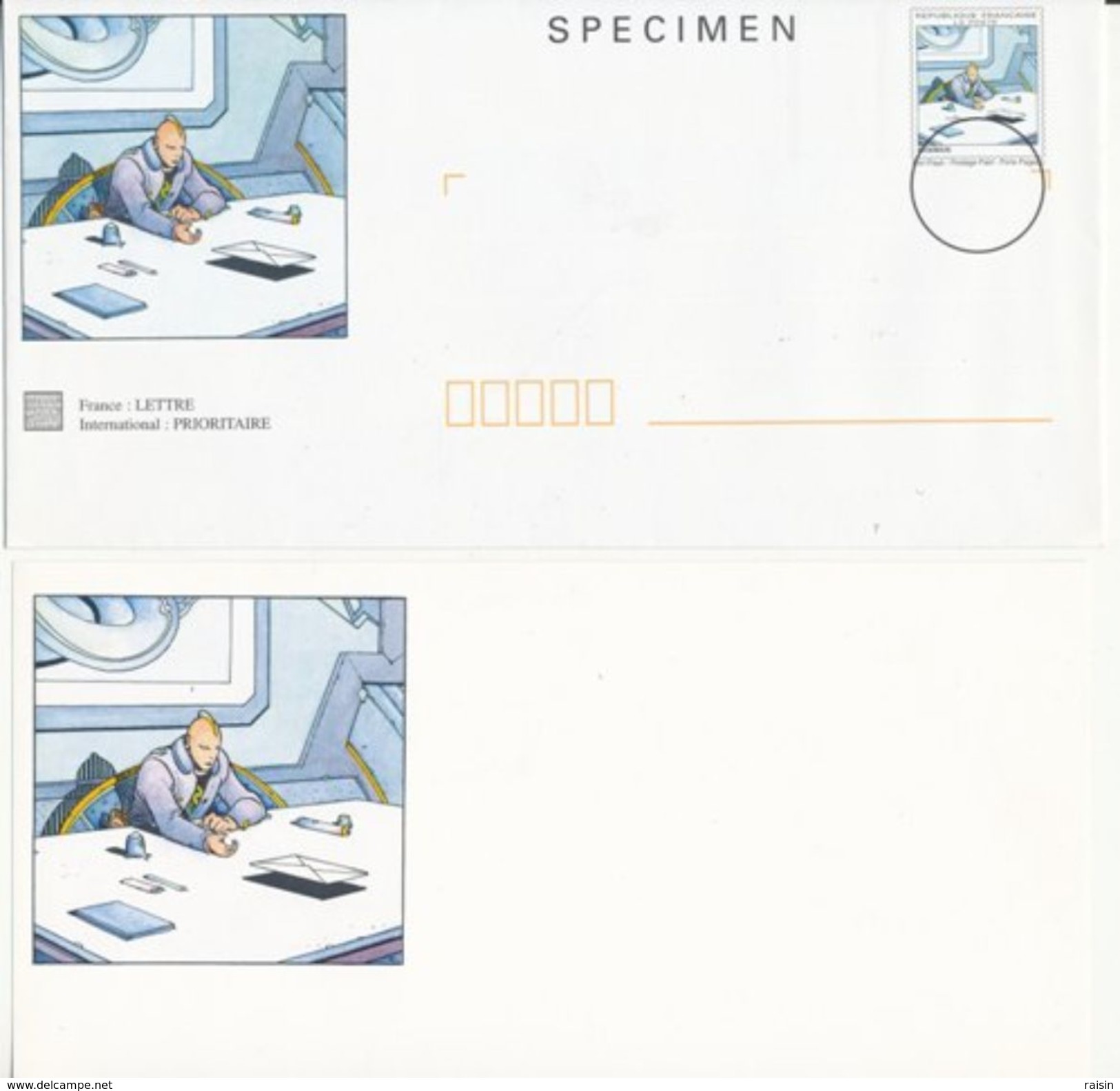 Série 5 Enveloppes PAP SPECIMEN Et 5 Cartes Illustrées Par Gillon, Mezieres, Moebius, Pellos, Bilial   TBE - Specimen