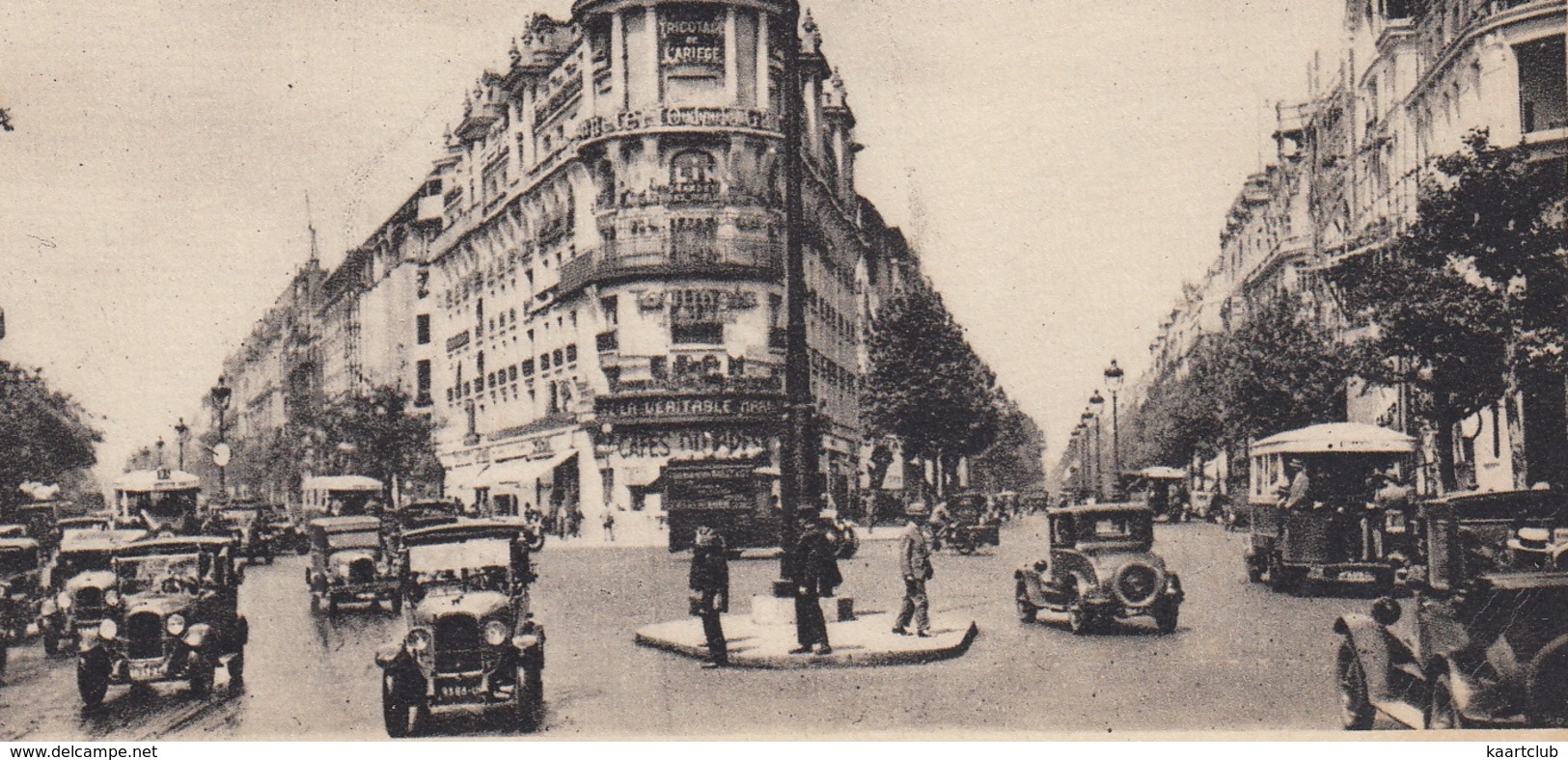 Paris: PEUGEOT 183 C, RENAULT 6CV NN & TN AUTOBUS, TACOTS, OLDTIMER CARS - Les Grands Boulevards - Toerisme