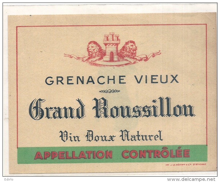 - étiquette  Grenche Vieux Grand Roussillon - - Leones
