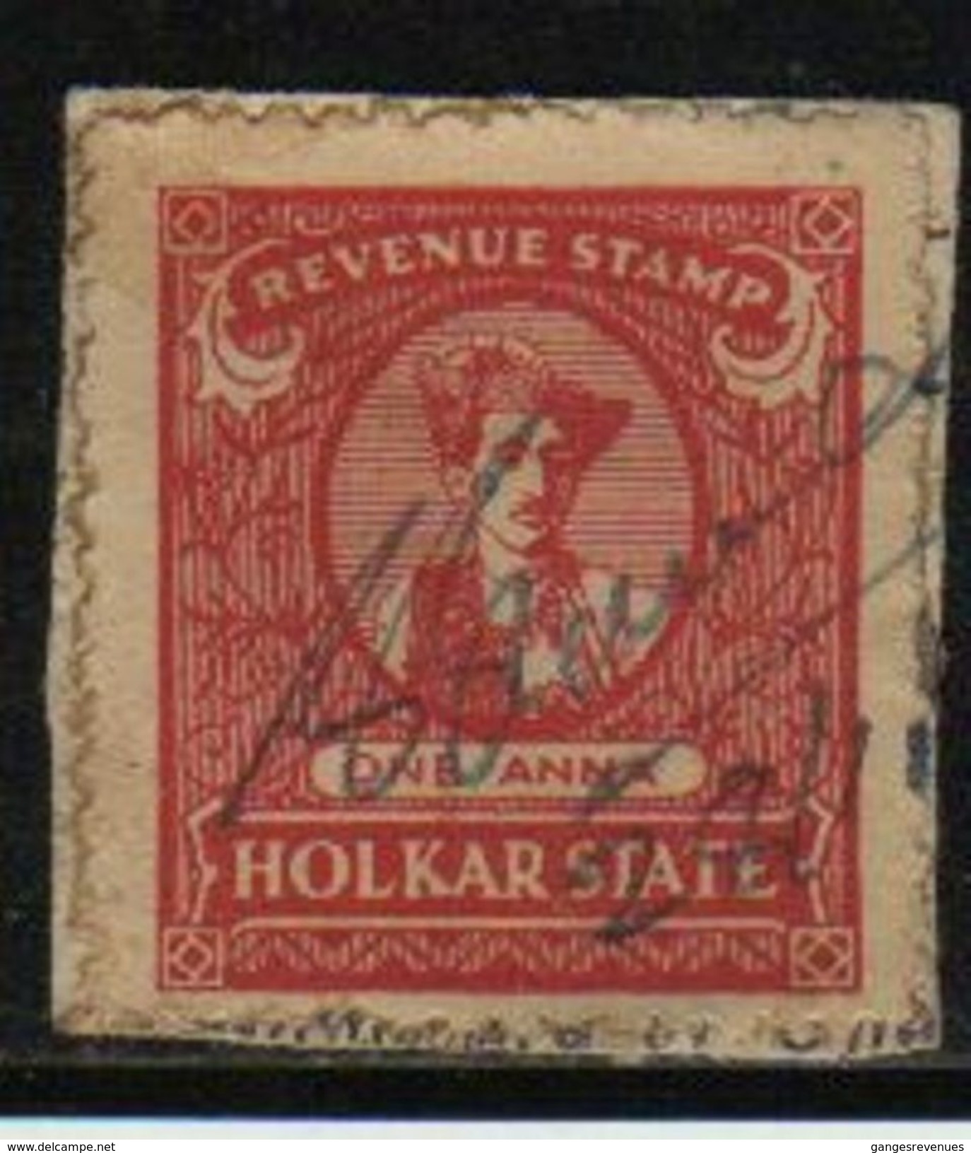 HOLKAR / INDORE State  1A  Revenue  Type 41   # 96335  Inde Indien  India Fiscaux Fiscal - Holkar