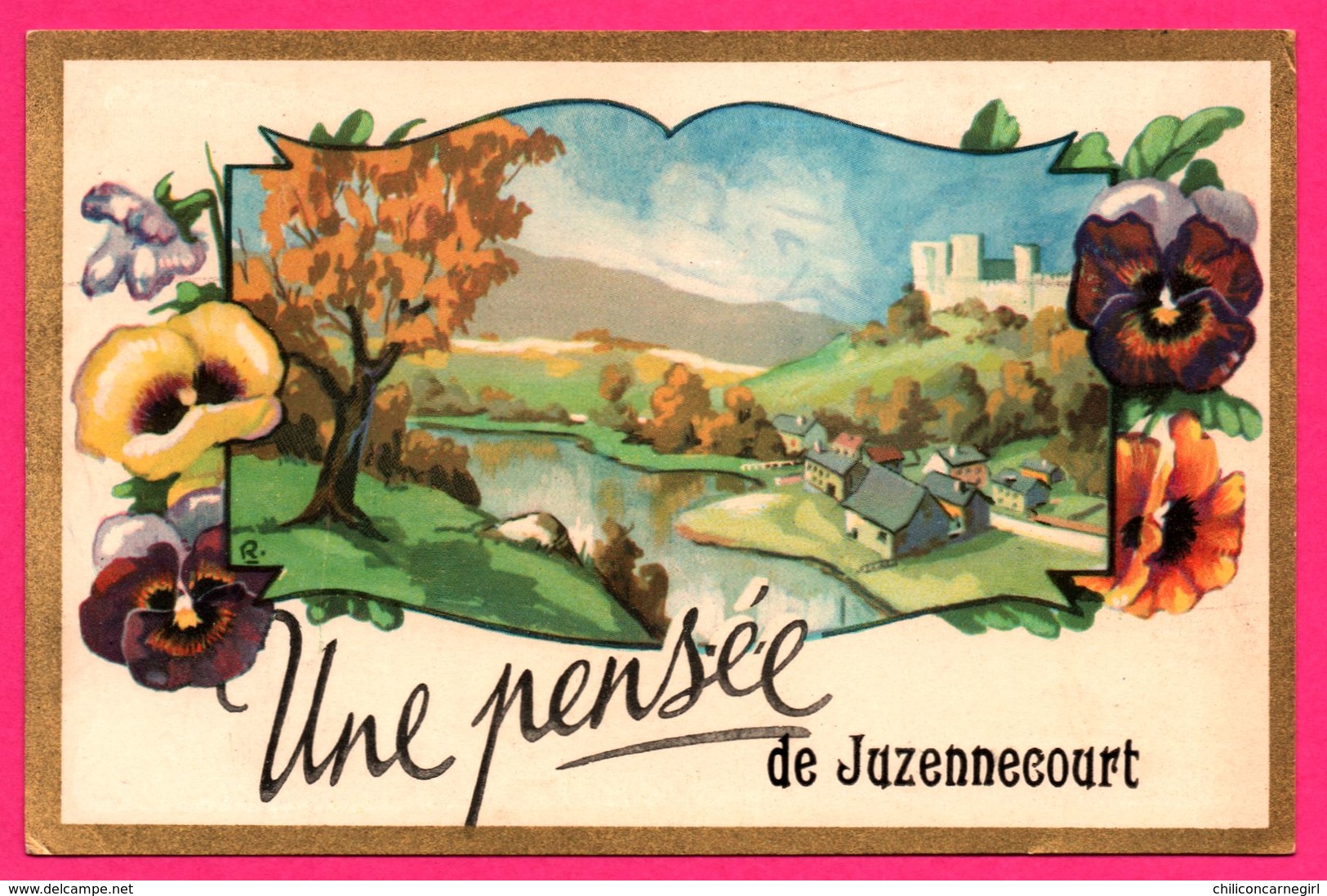 Une Pensée De Juzennecourt - Paysage - Orchidées - Pensées - Fantaisie - Colorisée - Juzennecourt