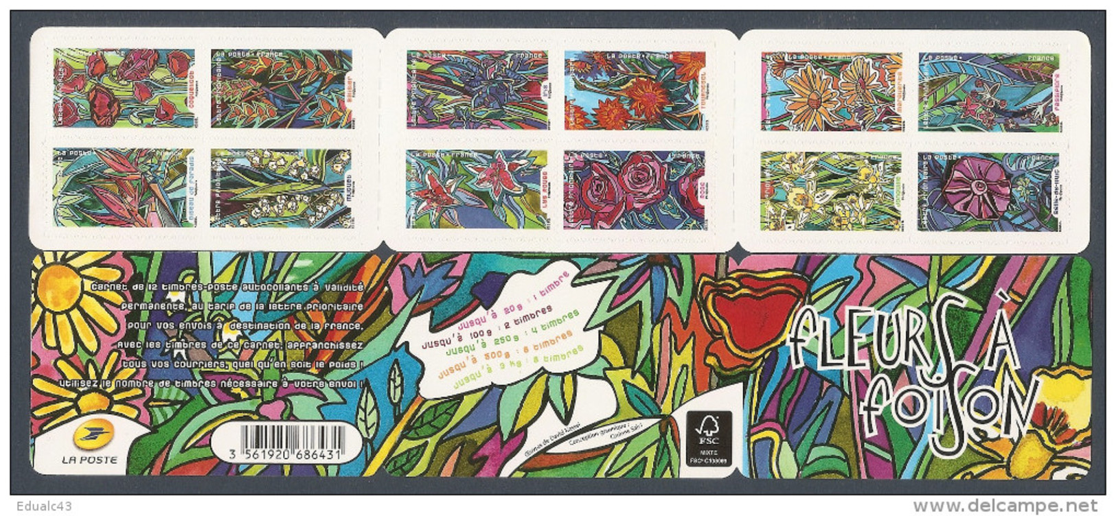 2016 Carnet Adhésif BC 1300  FLEURS à Foison Neuf - LUXE ** NON Plié MNH - Commémoratifs