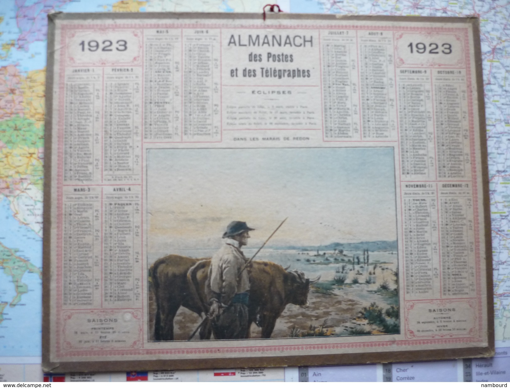 Almanach Des Postes Et Télégraphes 1923 Dans Les Marais De Redon / Département De Saone Et Loire - Grand Format : 1921-40