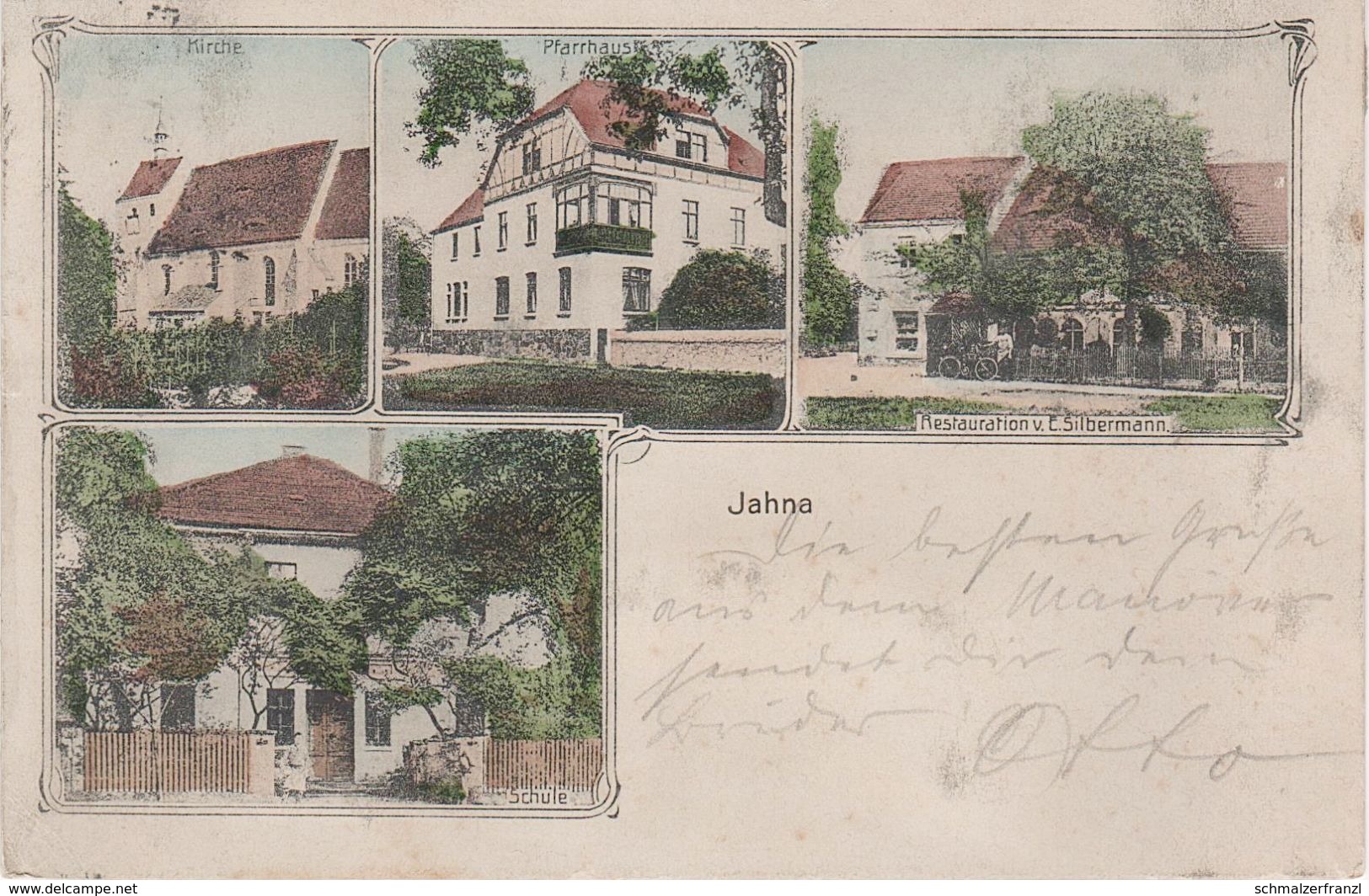 Litho AK Jahna Gasthof Silbermann Schule Bei Ostrau Stauchitz Staucha Binnewitz Clantzschwitz Hof Pulsitz Weichteritz - Lommatzsch