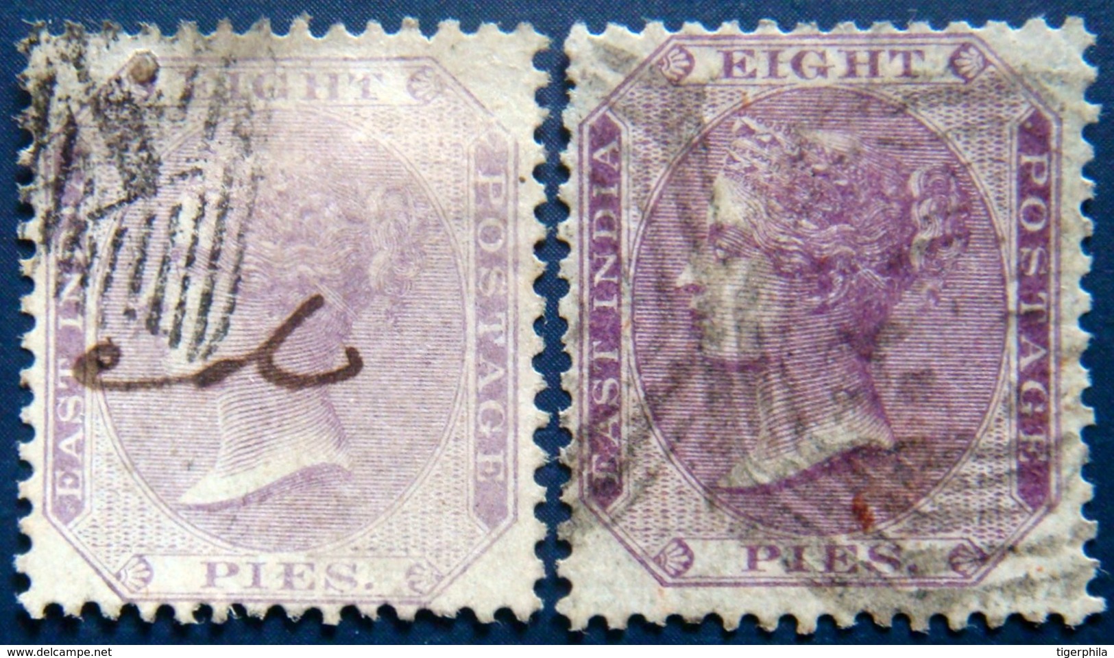 BRITISH INDIA 1860 8p BOTH SHADES Used SG52,53 CV£16 - 1858-79 Compagnie Des Indes & Gouvernement De La Reine