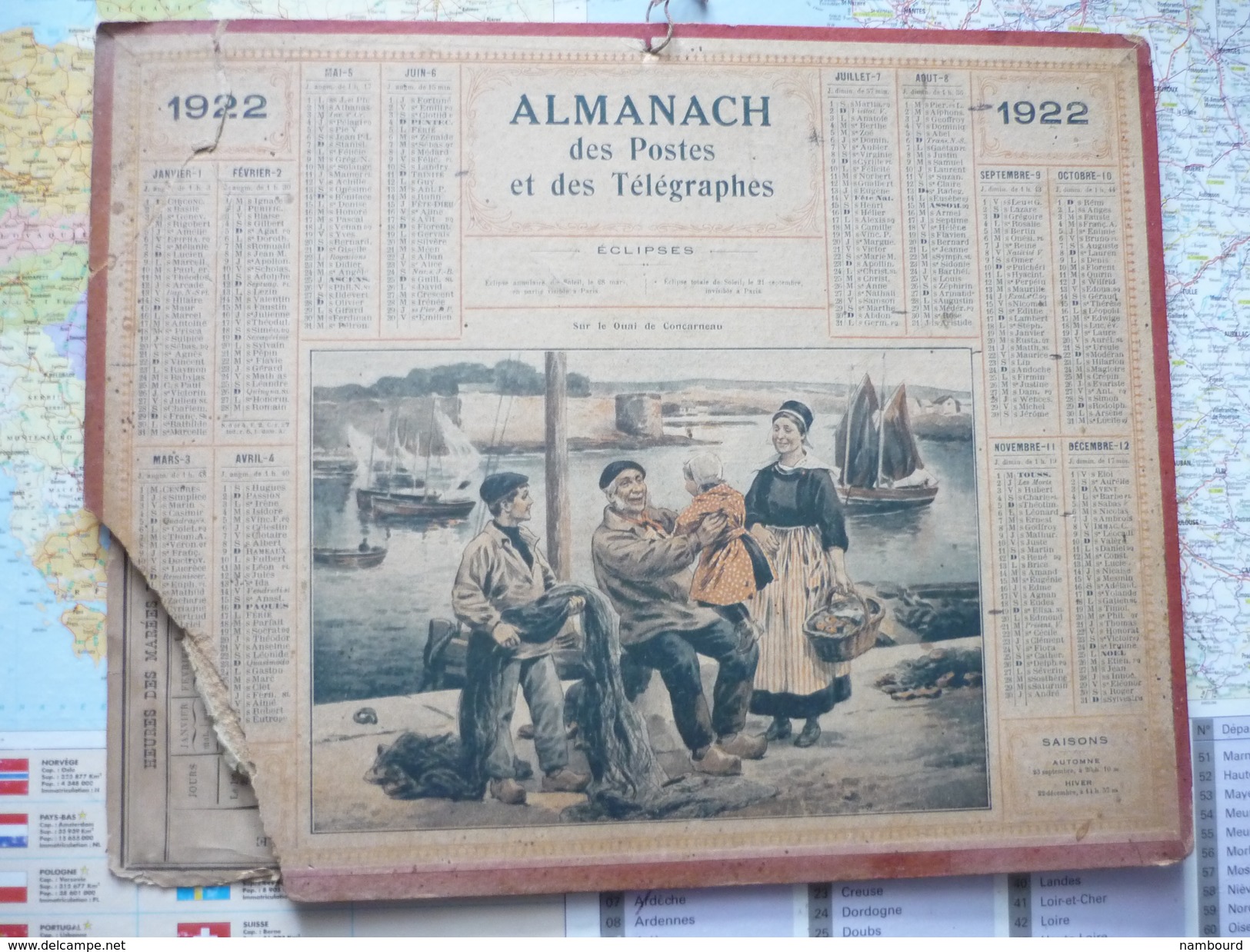 Almanach Des Postes Et Télégraphes 1922 Sur Le Quai De Concarneau / Département De La Seine Inférieure - Grand Format : 1921-40