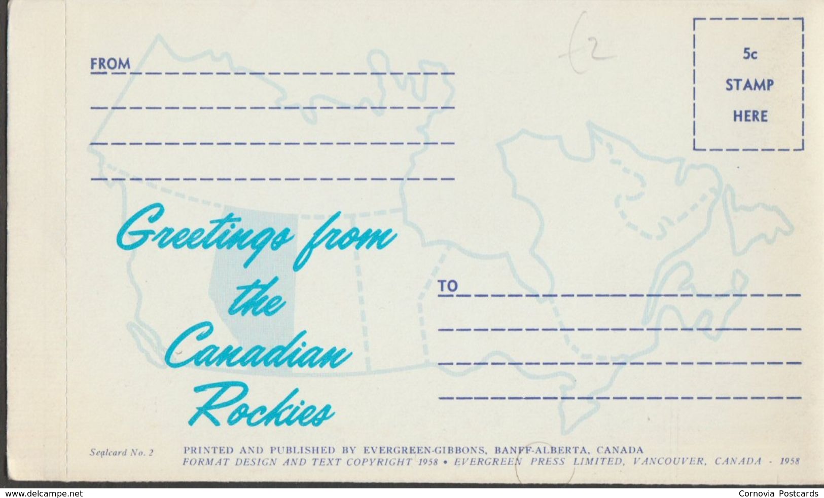 Greetings From The Canadian Rockies, Alberta, Canada, 1958 - Evergreen-Gibbons Lettersheet - Other & Unclassified