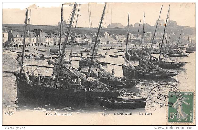 Cancale      35          Le Port Et Bâteaux Au Mouillage .    2 Cartes  - Défaults -      (voir Scan) - Cancale