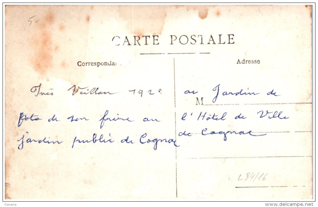 16 COGNAC - Photo Prise Au Jardin Public De Cognac   (Recto/Verso) - Cognac