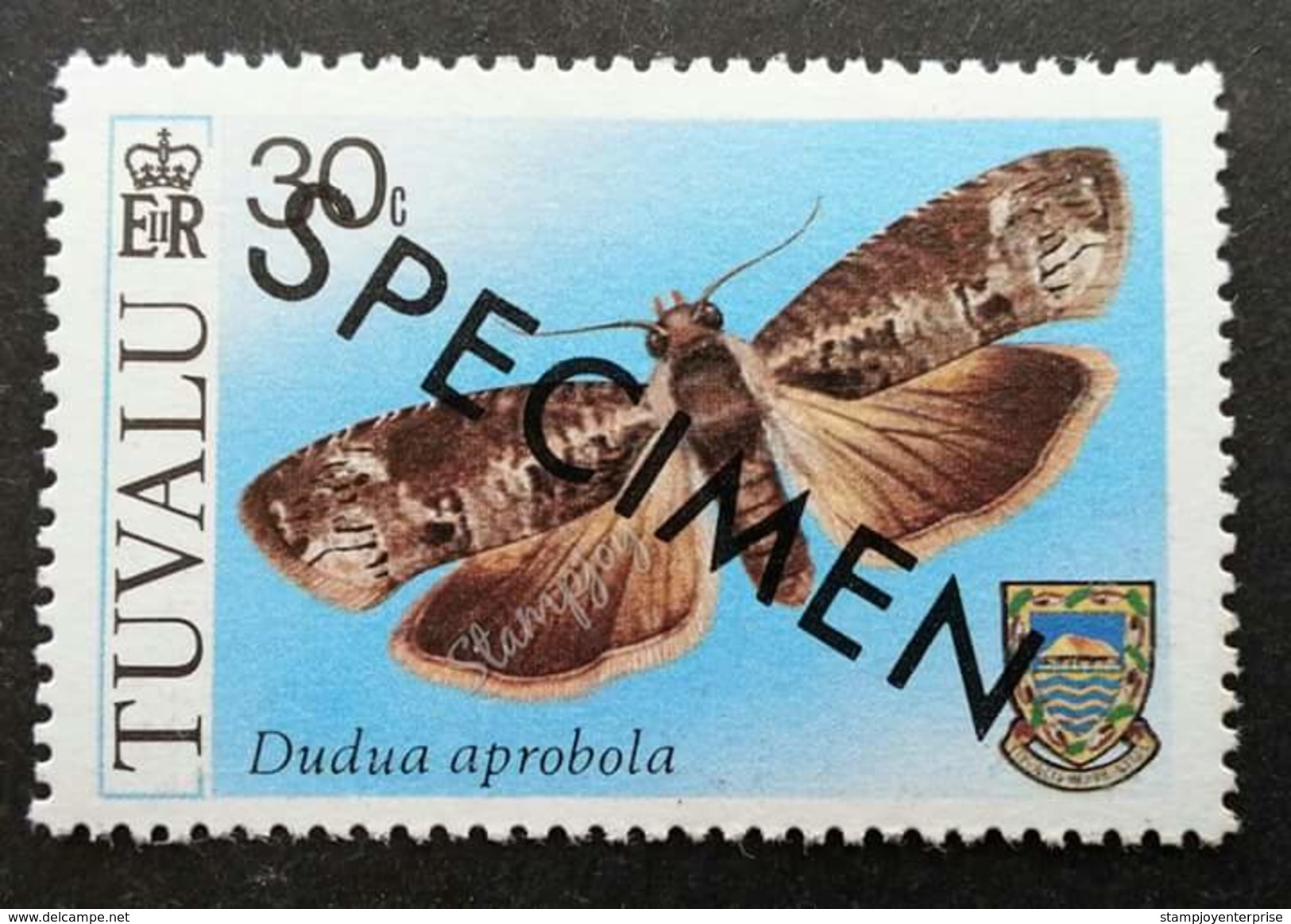 Tuvalu Moths 1980 Insect Moth Butterflies (stamp) MNH *Specimen *rare *toning - Tuvalu