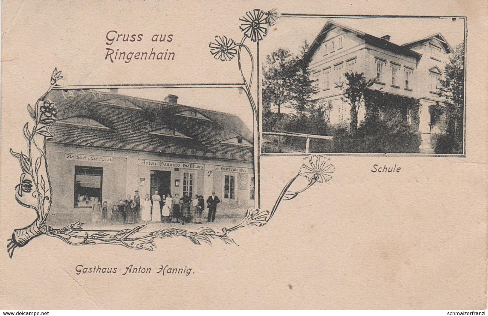 Litho AK Gruß Ringenhain Vetrov Gasthaus Hannig Schule Bei Friedland Frydlant Dittersbach Raspenau Kunnersdorf Zittau - Sudeten