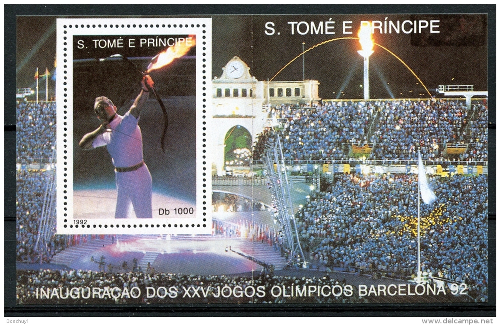 Sao Tome E Principe, 1992, Olympic Summer Games Barcelona, Archery, MNH, Michel Block 290 - Sao Tome Et Principe